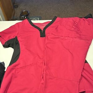 Red and Black Scrub Top